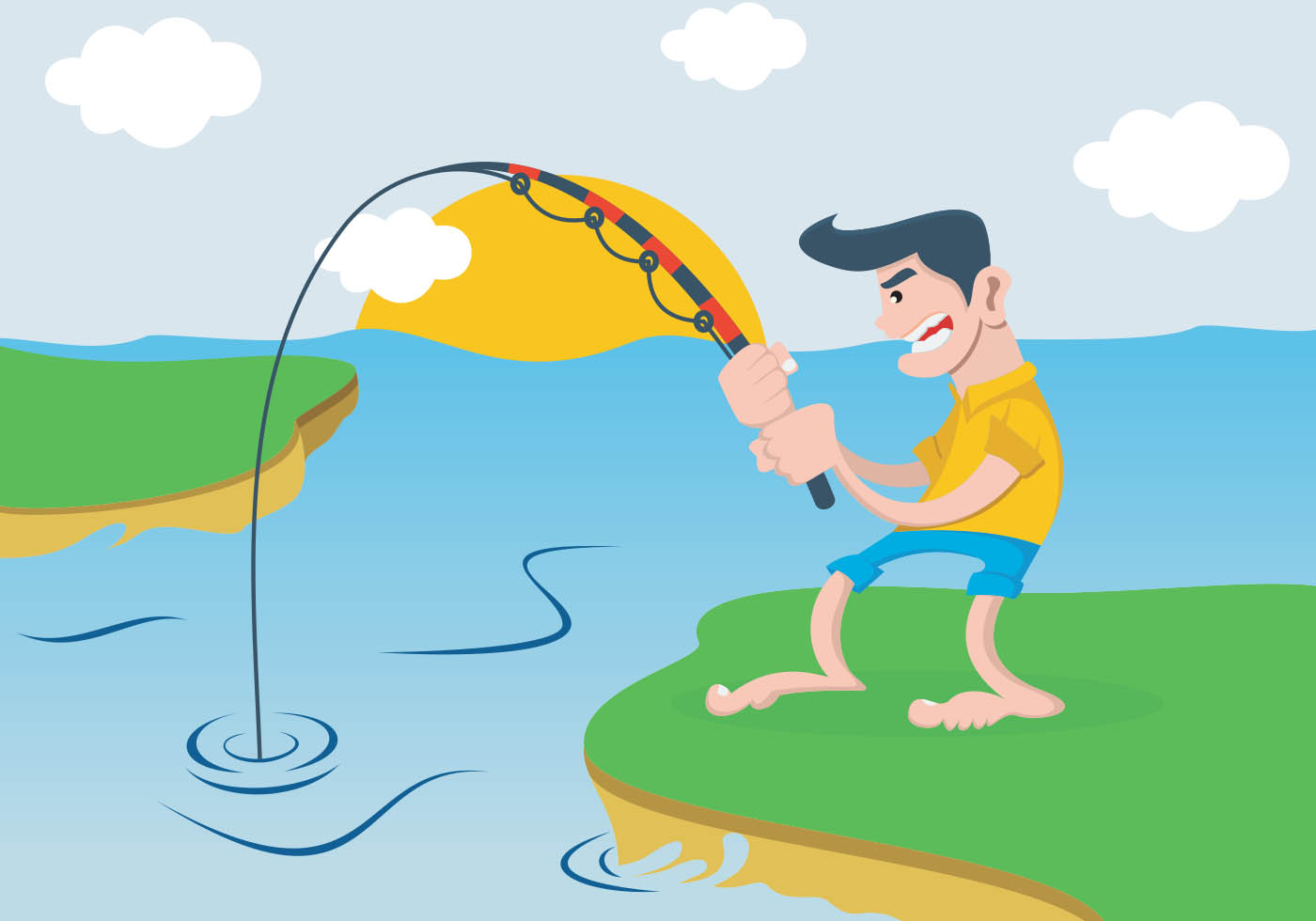 Download A Man Fishing In The River 128309 - Download Free Vectors ...