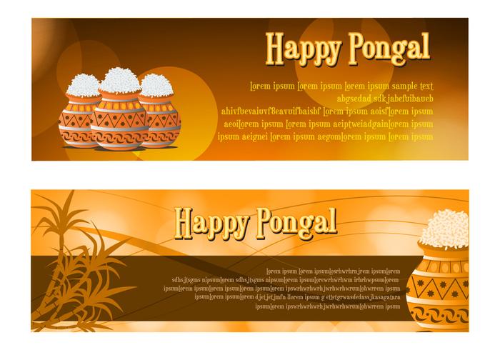 Happy Pongal Celebración Banner Vectores