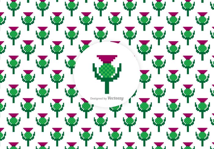 Free Thistle Pixel Vector Pattern