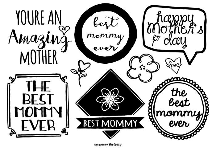 Hand Drawn Mother's Day Label Set vector