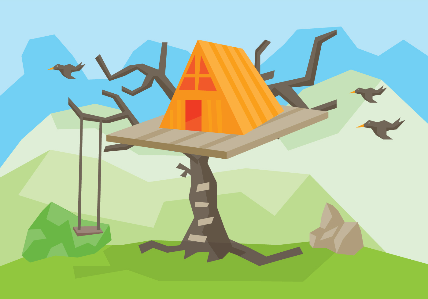 Tree House Vector Illustration 128370 Vector Art at Vecteezy