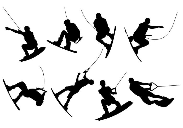 Silhouettes Of Wakeboarding Vectors