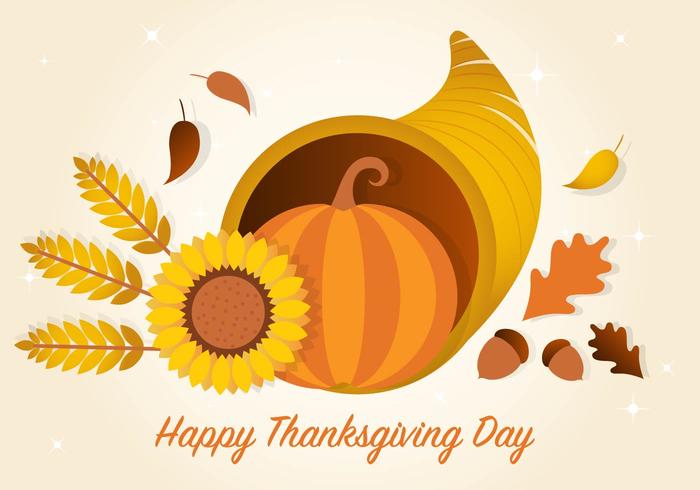 Thanksgiving Cornucopia Vector Background