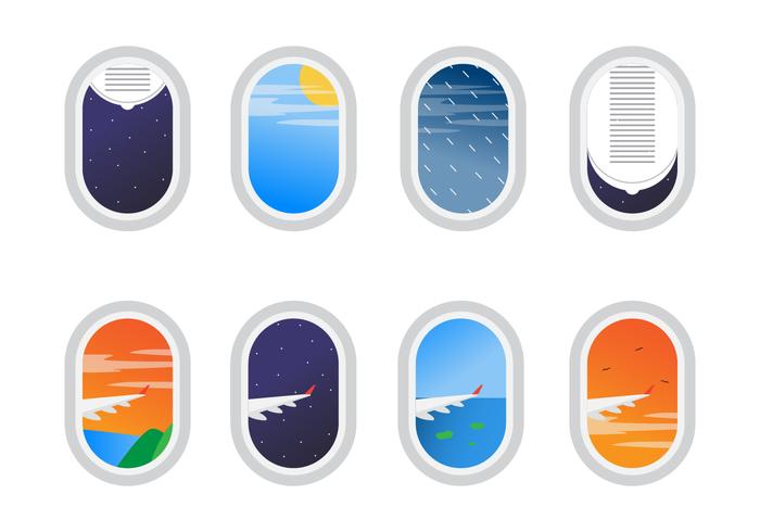 Free Set of Plane Window View Vector Free Set of Plane Window View Vector
