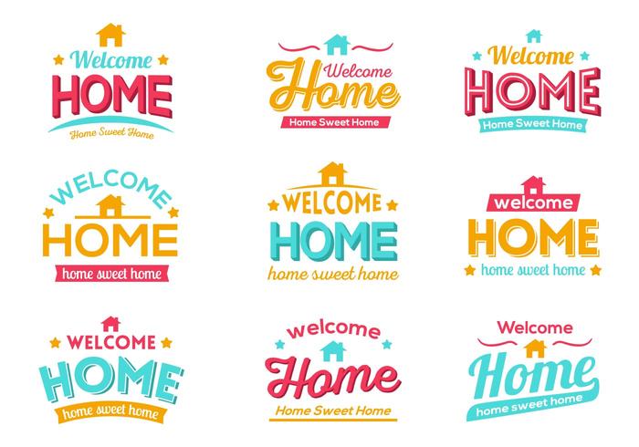 Free Colorful Welcome Home Typography Vector