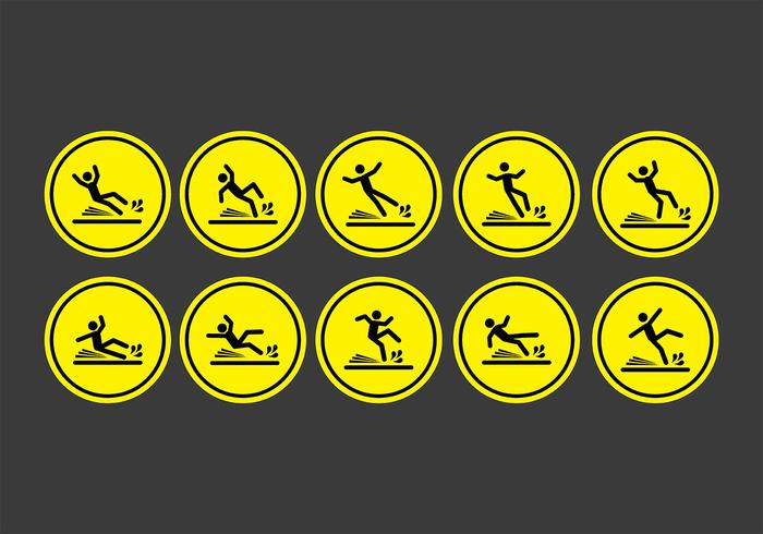 Wet floor sign icons vector