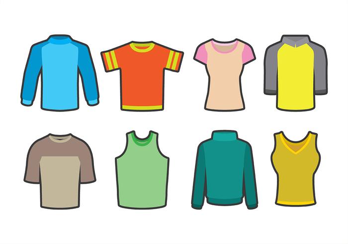 Iconos de la camisa del raglán vector