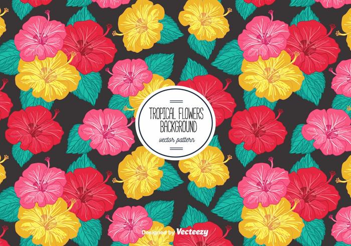 Tropical Flowers Background vector