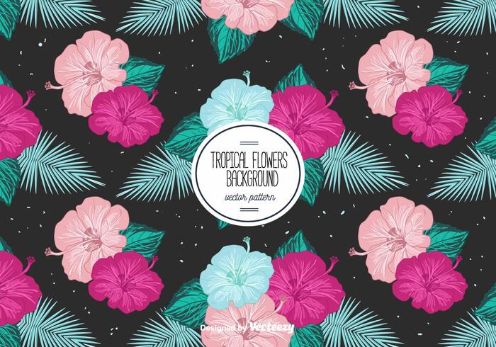 Tropical Flowers Background vector