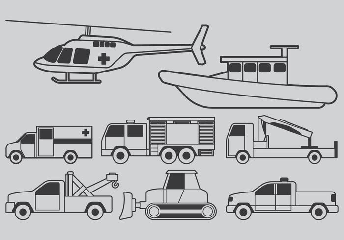 Vehículos para desastres naturales vector