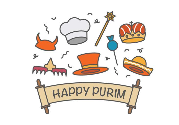 Happy purim vector icons