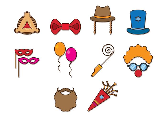 Set Of Purim Celebration Icons vector