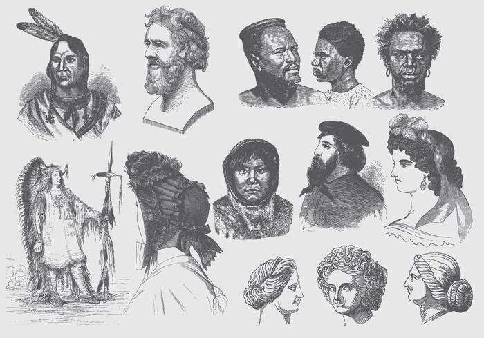 Gray Hairstyles And Headdress Illustrations Gray Hairstyles And Headdress Illustrations