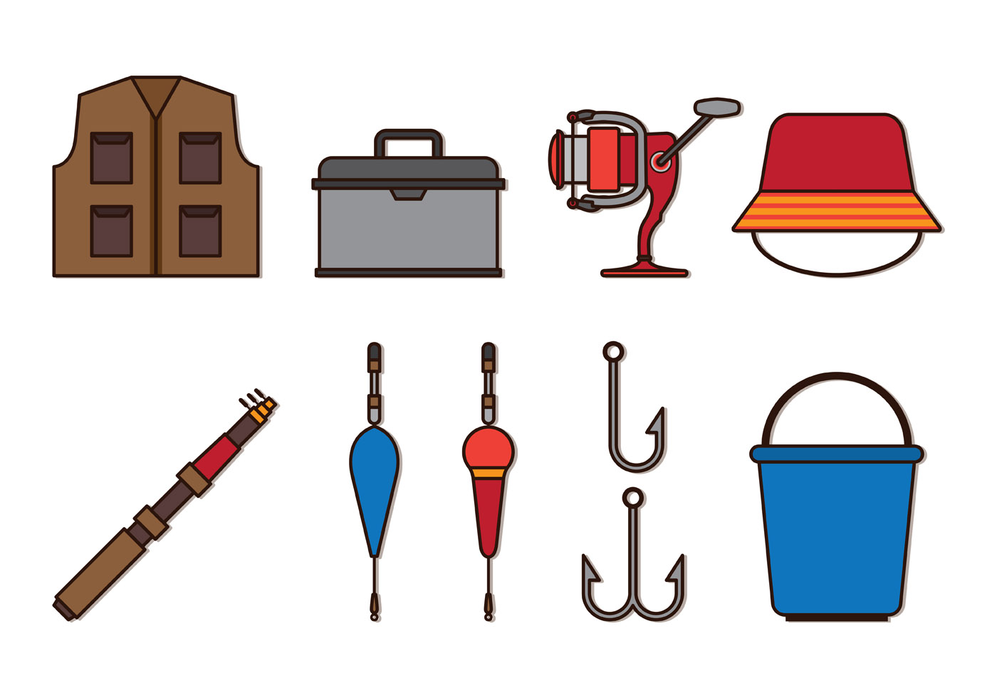 Download Set Of Fly Fishing Icons - Download Free Vectors, Clipart ...