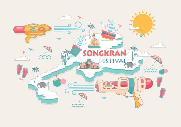 Songkran Festival Tailandia Vector