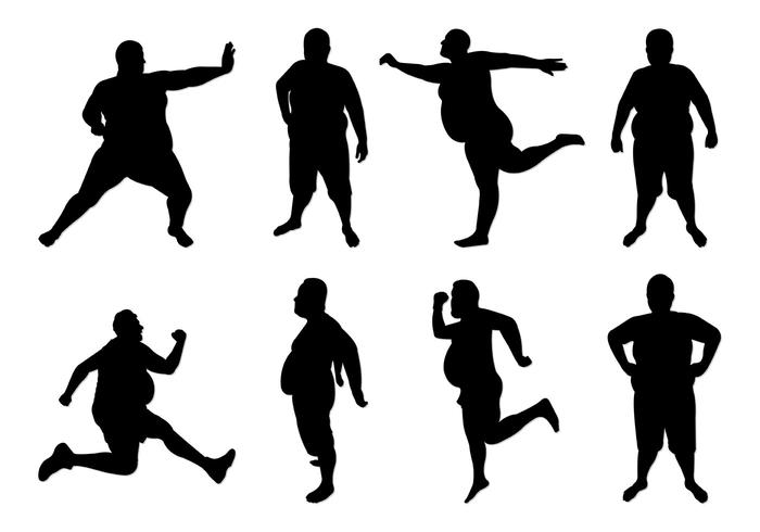 Set Of Fat Guy Silhouettes vector