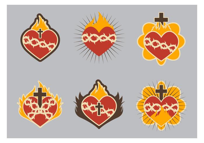 Sagrado corazón icono plana lindo vector