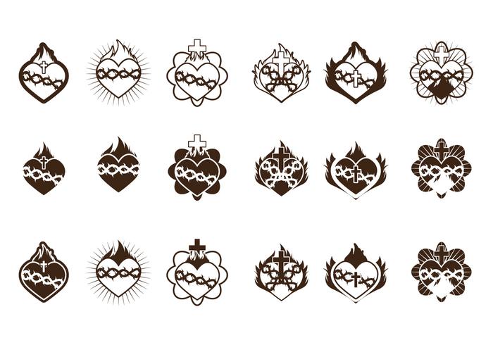 Sacred Heart Icon Collection vector