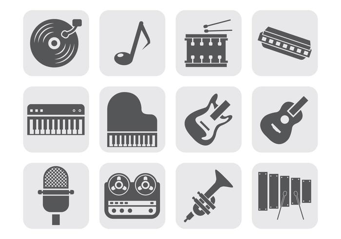 Music Instrument Equipment Icons Vector