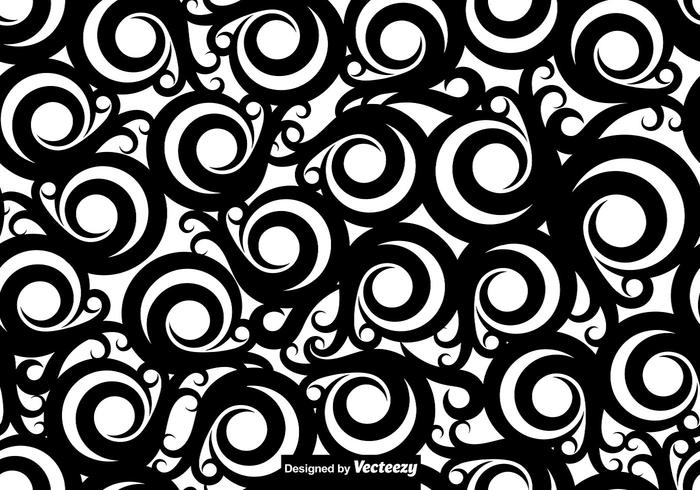 Black Maori Koru Curl Ornaments Seamless Pattern vector