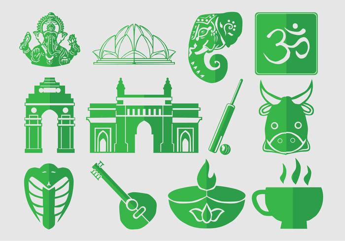 Conjunto De Iconos De La India vector