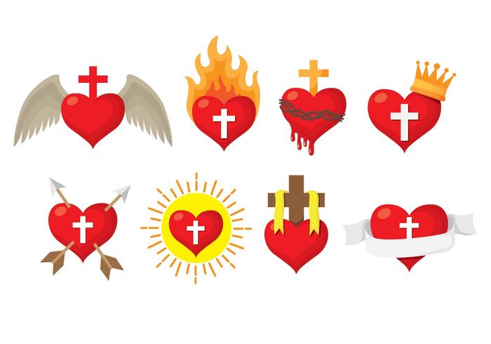 Iconos del Sagrado Corazón vector