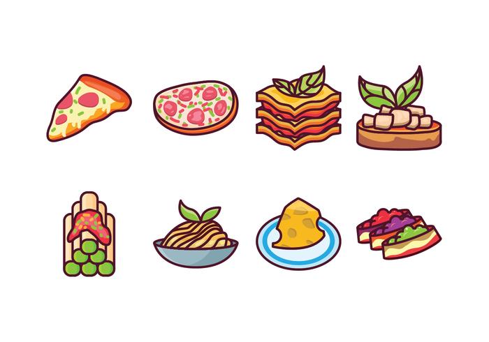 Iconos de comida italiana gratis vector