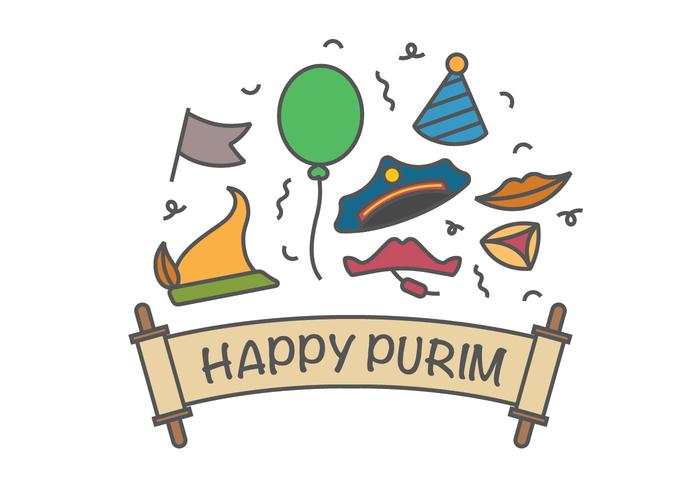 Happy purim vector icons