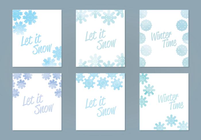 Vector Watercolor Snowflake Cards