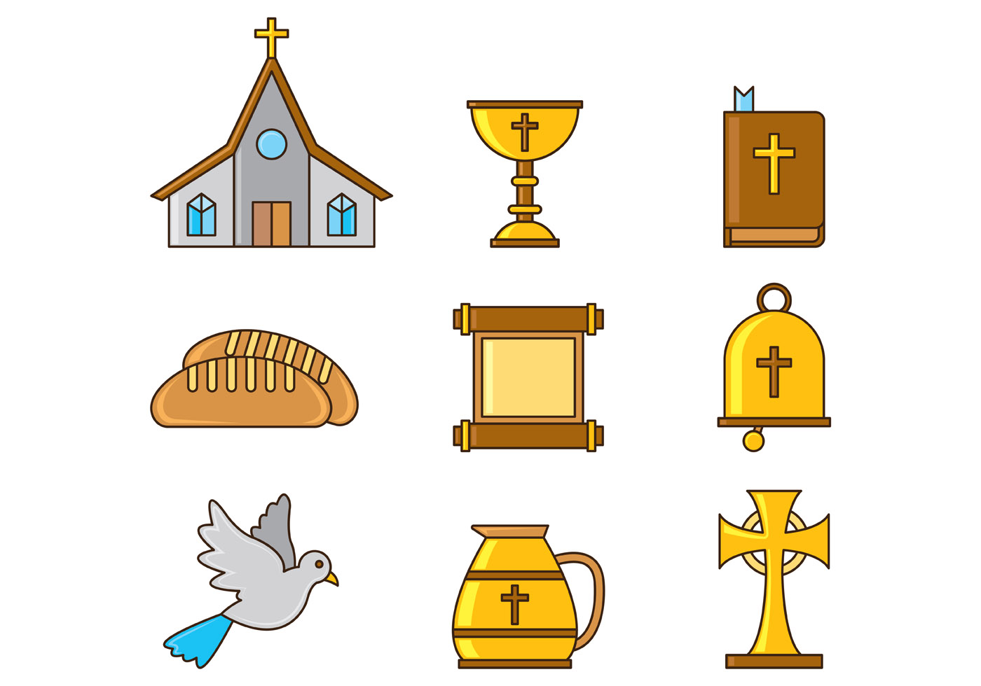 Set Of Comunion Icons 129219 - Download Free Vectors, Clipart Graphics