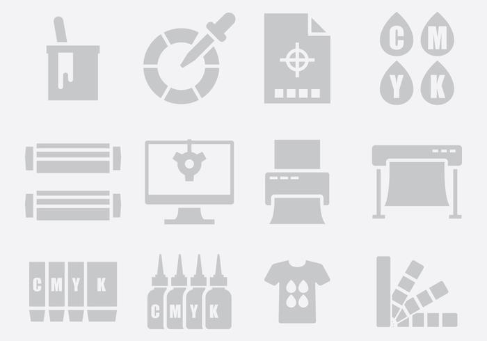 Iconos de impresión en gris vector