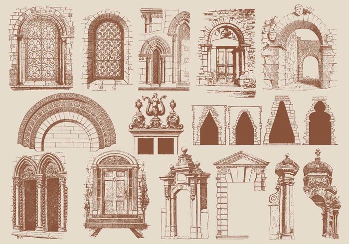 Elementos de arquitectura marrón vector