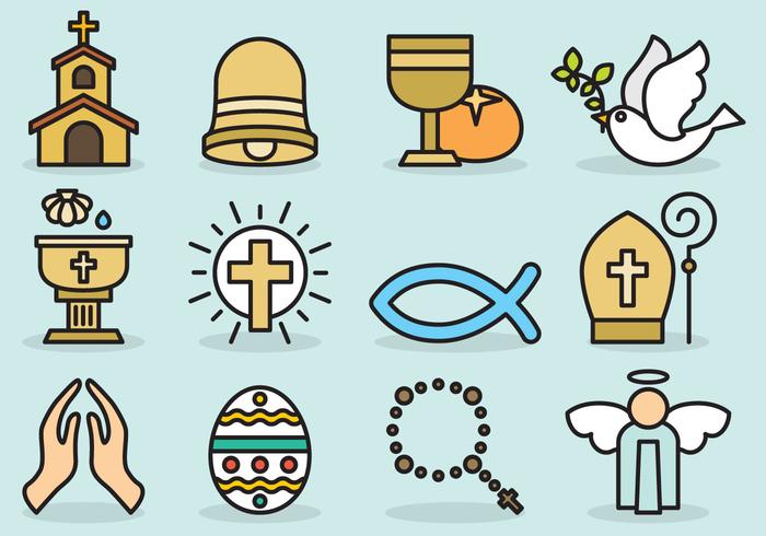 Iconos católicos lindos vector