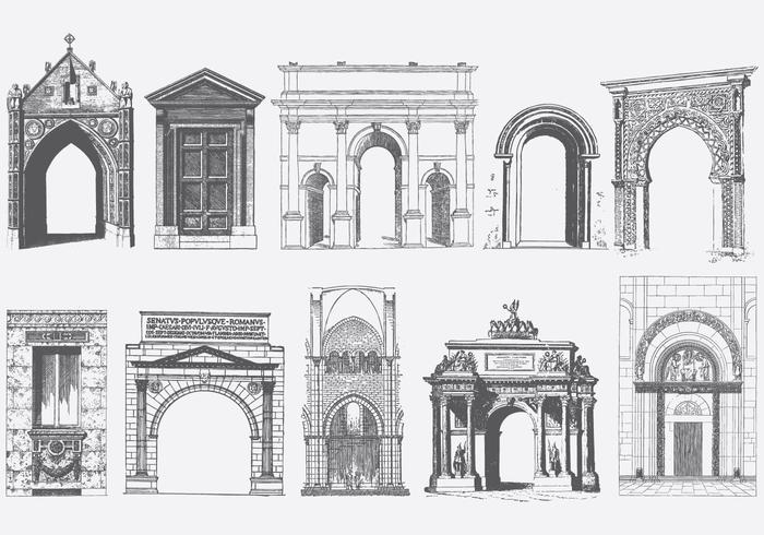 Gray Doors Portals And Archs vector