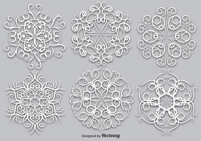 Vector Set Of Elegant White Snowflakes - Vector