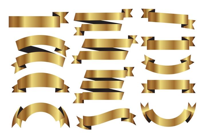 Golden Ribbons Vector Set