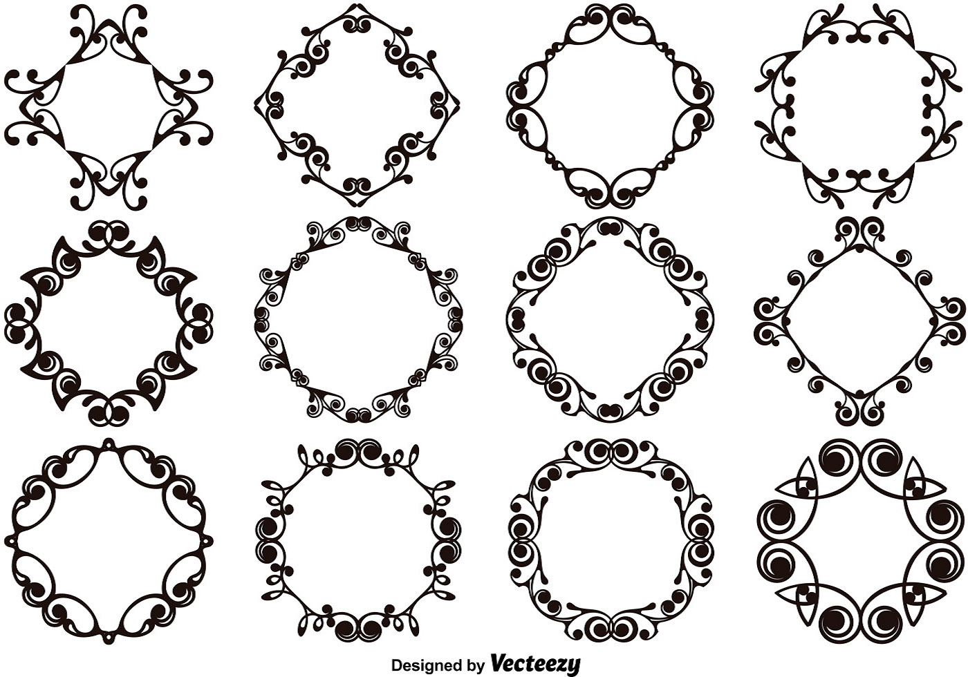 Download Set Of Ornamental Templates and Monograms 129361 Vector ...