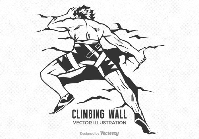 Imagen libre de la pared del hombre que sube de la escalada vector