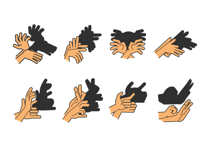 Set of Shadow Hand Puppet vector