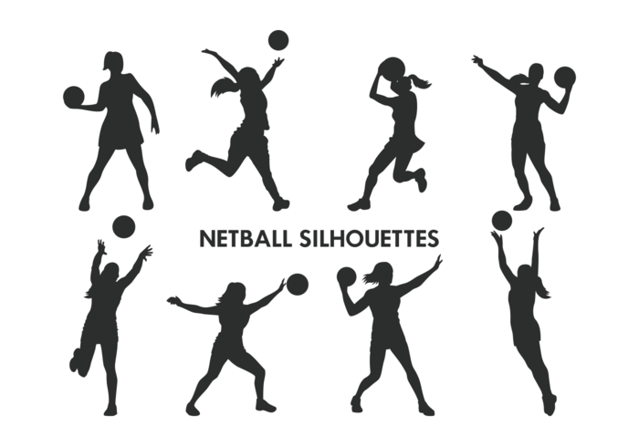 Jugador de Netball siluetas Vector