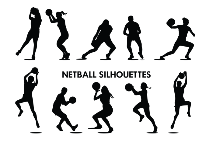 Jugador de Netball siluetas Vector