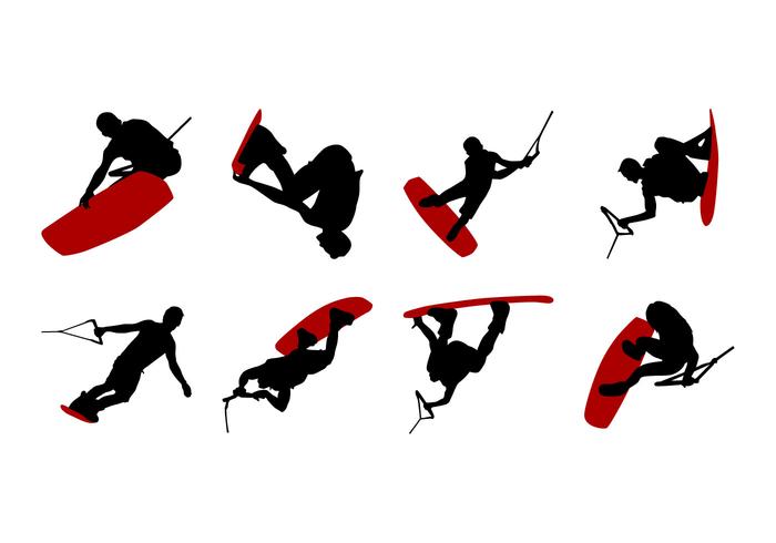 Free Wakeboarding Silhouettes Vector