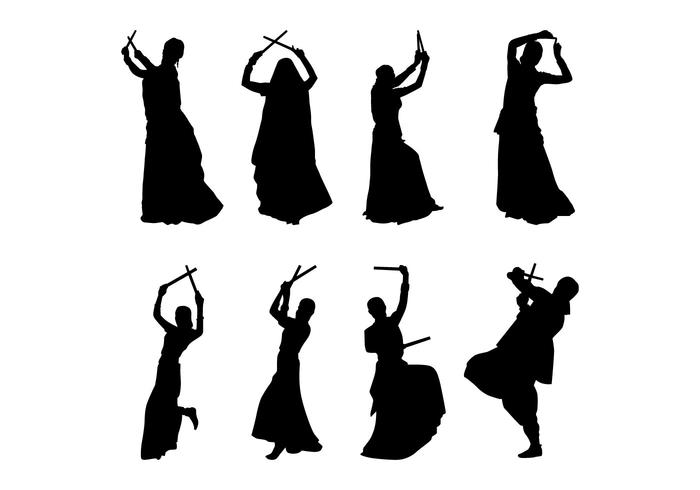 Garba Dancer Silhouettes Vector