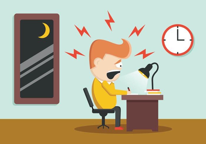 Exhausted Business Man At His Desk vector