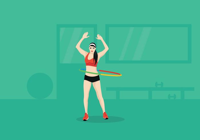 Beautiful Woman Exercising With Hula Hoop vector