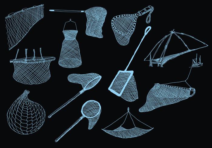 Fishing Net Icon On Black Background vector