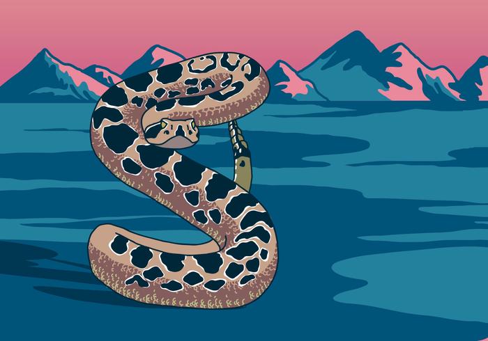 Serpiente de cascabel en el desierto vector