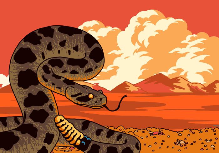 Vector de serpiente de cascabel listo para golpear