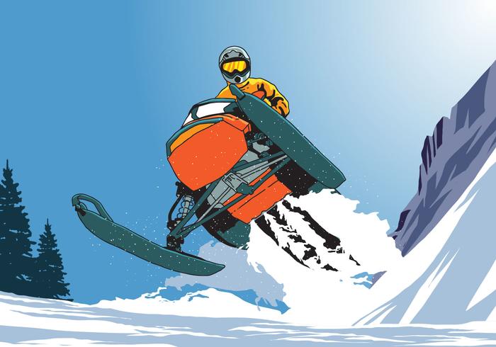 Riding Snowmobile Jumping vector