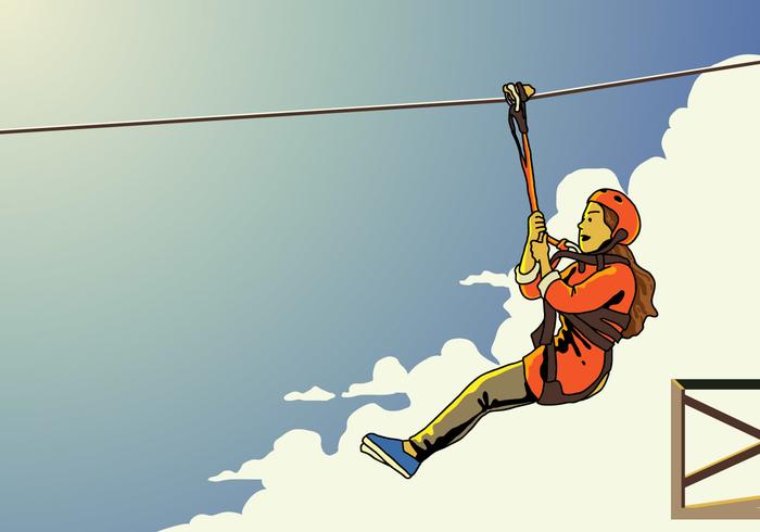 Jóvenes zipline jinete vector